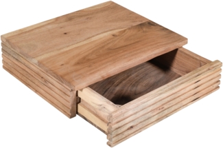 Steckboard mit Baumkante Schubladenregal Akazie massiv natur gerillt 30 x 25 x 8 cm LEONA 159468638