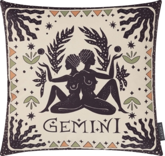 MAGMA Sternzeichen Kissenhülle Tierkreiszeichen beidseitig Bedruckt ca. 45x45 cm samtig weich Wendekissenhülle Astrologie (Zwilling)