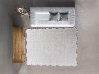 Vente-unique - Teppich mit gewelltem Rand - 100 % Wolle - handgetuftet - 160x230 cm - Elfenbeinfarben - PRISMELA