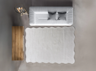 Vente-unique - Teppich mit gewelltem Rand - 100 % Wolle - handgetuftet - 160 x 230 cm - Elfenbeinfarben - PRISMELA