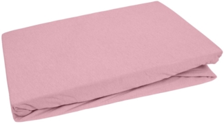 Bettwaesche-mit-Stil Jersey Spannbettlaken kreide rosa 90 – 100 x200cm Höhe bis 30cm