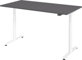 bümö elektrisch höhenverstellbarer Schreibtisch 160x80 cm mit Memory, Bluetooth & App-Steuerung - Schreibtisch höhenverstellbar elektrisch , elektrischer Schreibtisch graphit, Gestell weiß, XDLR-16-G-W