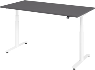 bümö elektrisch höhenverstellbarer Schreibtisch 160x80 cm mit Memory, Bluetooth & App-Steuerung - Schreibtisch höhenverstellbar elektrisch , elektrischer Schreibtisch graphit, Gestell weiß, XDLR-16-G-W