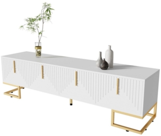 Sweiko Lowboard TV-Möbel,TV-Schrank,TV-Ständer,Fernsehtisch,TV Board (mit 4 Türen und Schubladen, 1 St, goldenen Griffen und goldenen Füßen), 170x40x45,5cm
