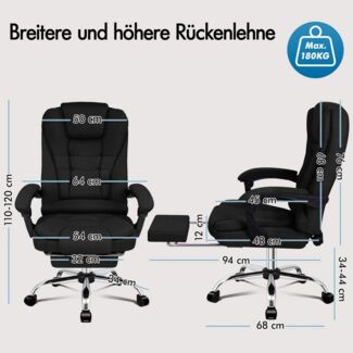 ALFORDSON Bürostuhl Ergonomischer Schreibtischstuhl mit Wärmemassagefunktion (1 St), multifunktionaler Computerstuhl, Drehstuhl für Büro und Heim