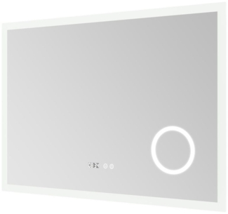 AQUABATOS LED-Lichtspiegel Led Spiegel mit Beleuchtung Badspiegel Badzimmerspiegel Wandspiegel, Digital Uhr Kosmetikspiegel Beschlagfrei Kaltweiß Rechteckige Ecken