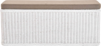 Krines Home Sitztruhe Breiter Rattan Wäschekorb 115cm mit Deckel Wäschetruhe XXL Sitzbank, schmal Flur Bank Sitzhocker Wäschesammler Sitz-Truhe Natur Rechteckig