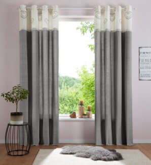 my home Gardine Louis, Ösen (1 St), halbtransparent, halbtransparent, aus Bio-Baumwolle, einseitig bedruckt