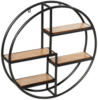 COSTWAY Wandregal, mit 4 Böden, Rund, Metallrahmen, 55 x 55 x 11 cm