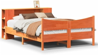 vidaXL Massivholzbett ohne Matratze Wachsbraun 135x190 cm Kiefernholz 3323310