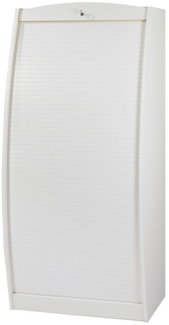 SIMMOB Schreibtisch PARIS580BL, Schreibtisch curved Computertisch Sekretär mit Rollladentür Weiß