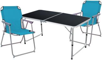 3-teiliges Campingmöbel Set Black Alu 120x60x58/70cm Petrol