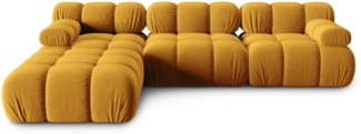 Micadoni Modulares Sofa Bellis 4-Sitzer mit flachem Modul Samt Bluvel Gelb