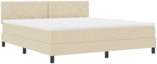 vidaXL Boxspringbett mit Matratze Creme 180 x 200 cm Stoff 3338788