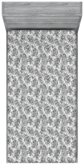 Abakuhaus Spannbettlaken Soft Dekorativer Stoff Bettwäsche Rund-um Elastischer Gummizug, Blumen Rosen-Muster in Graustufen