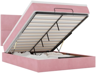 vidaXL Ottoman-Bett mit Matratzen & LEDs Rosa 140x190 cm Samt 3314251