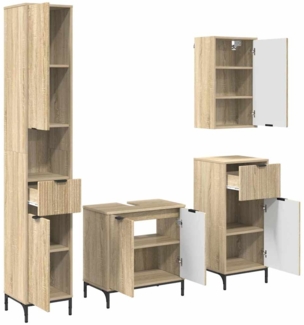 vidaXL Badezimmermöbel-Set mit Tür Sonoma-Eiche Holzwerkstoff, Metall 3393115