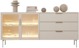 Compleo Schubkastenkommode modern und elegant MARBELA, Kommode mit drei Schubladen, mit Glasfront