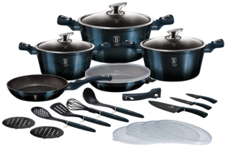 Berlinger Haus Kochen Berlinger Haus Topfset 22 El. Metallic Aquamarine BH7183