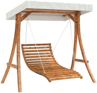 vidaXL Hollywoodschaukel mit Dach Massivholz Fichte mit Teak-Finish 3200625