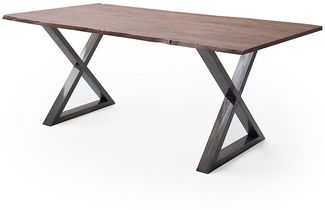 Baumkantentisch >Calabria< in Akazie walnuss / antik - 180 x 76,5 x 90 (BxHxT)