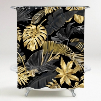 Sanilo Duschvorhang Golden Leaves 180 x 200 cm, 100% wasserdicht, Anti-Schimmel-Effekt, hochwertige Qualität