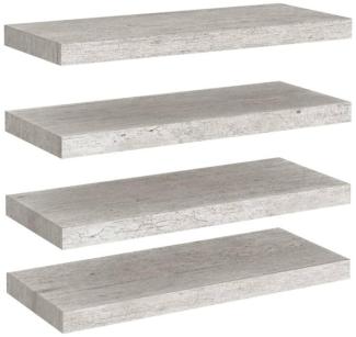 vidaXL Schweberegale 4 Stk. Betongrau 60x23,5x3,8 cm MDF 326599