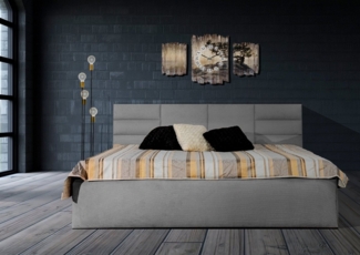 Halmon Schlafkomfort Betten Polsterbett Madera (Mit Stauraum unter der Liegefläche, erhältlich in 6 Größen und 5 modernen Farben mit oder ohne Matratze), 100 cm Kopfteilhöhe, inkl. Lattenrost bei Ausführung mit Matratze