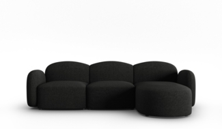 Micadoni Ecksofa Blair 4-Sitzer Rechts Chenille Schwarz Melange