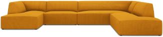 Micadoni 7-Sitzer Panorama Ecke rechts Sofa Ruby | Bezug Yellow | Beinfarbe Black Plastic