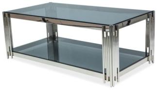 Couchtisch Glastisch Fyli 120x60x40cm Chrom Rauchglas