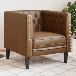 vidaXL Chesterfield-Sessel Braun Kunstleder in Wildleder-Optik 372682