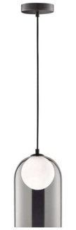 Licht-Erlebnisse Pendelleuchte TONY, ohne Leuchtmittel, Hängelampe Schwarz Weiß Glas G9 Modern Hängeleuchte
