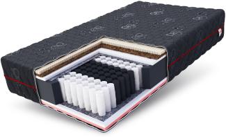 Matratze 180x200 Taschenfederkern BLACK MAX 7Zonen H3 28 cm Kokos Latex JACQUARD