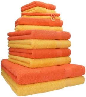 Betz Handtuch Set 12-TLG. Handtuch-Set Premium honiggelb/blutorange, Baumwolle, (12-tlg)