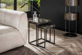 KAWOLA Couchtisch ESCADO Set 2-tlg. Teakholz schwarz 56 x 34 x 47 cm