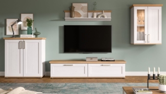 Wohnwand 4-teilig Mirano in weiß Lärche Landhaus 336 cm