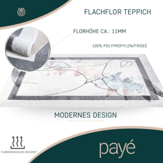 Teppich Wohnzimmer Creme Grau - 160x230cm - Modernes Design - Linien Artiges Frau Muster Modern Kurzflor Deko Teppiche Weich Wohnzimmerteppich Jugenzimmer Schlafzimmer