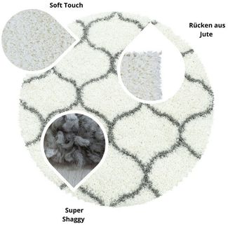 SIMPEX24 Teppich Skandinavisches Design, Rund, Höhe: 30 mm, Runder Teppich Wohnzimmer Skandinavisches Design Shaggy Flauschig