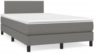 vidaXL Boxspringbett mit Matratze, Stoff, Dunkelgrau, 120x190 cm, H2