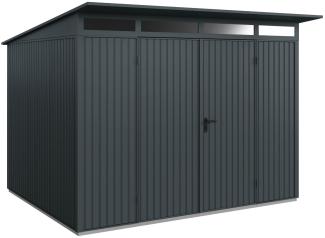 Hörmann Metall-Gerätehaus Berry Classic mit Pultdach Typ 3, 313 x 283 cm, anthrazitgrau, 8,9 m²,2-flüglige Tür