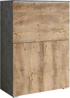 Home affaire PC-Schrank Vera, Sekretär, Home-Office-Schreibtisch mit LED-Beleuchtung (1 St), Multifunktional mit Stauraum, klappbare Tischfläche, LED, B 90 cm