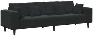 vidaXL Samt Sofa mit Kissen Schwarz 208 cm Samt 3335158