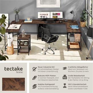 tectake Schreibtisch Hamilton (1-St, 1 tlg), Platzsparender Eckschreibtisch im luftig-leichten Industrie-Design