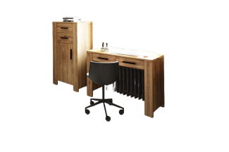 Kommode Lubic aus Wildeiche massiv 67x45x128 mit 1 Tür 2 Schubladen Holzbeinen