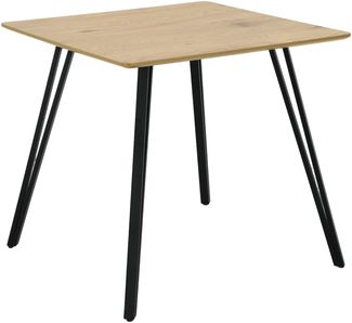 Esstisch >Fiete< in Eiche Dekor, schwarz, MDF, Metall - 80x75x80cm (BxHxT)