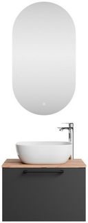 Planetmöbel Badmöbel-Set Astra, (Badezimmer Möbel im modernen Design, 3-St), Waschtisch und Waschbecken weiß mit Spiegel