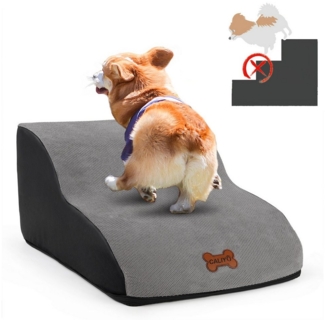 CALIYO Hunderampe Hundetreppe 3 Schichten Haustiertreppe Hundetreppe Katzentreppe, für Kleine Hunde Welpe Katzen aus Sofa Bett rutschfest
