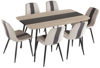 Mondeer Essgruppe Esszimmergruppe, (Set, 5/7-tlg), (1 Tisch mit 4/6 Stühlen), Moderner Esstisch und Polsterstuhl mit Metallbeinen