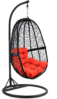 Luxus Hängesessel FUN XL Gestell Schwarz mit Korb Schwarz und Kissen Orange